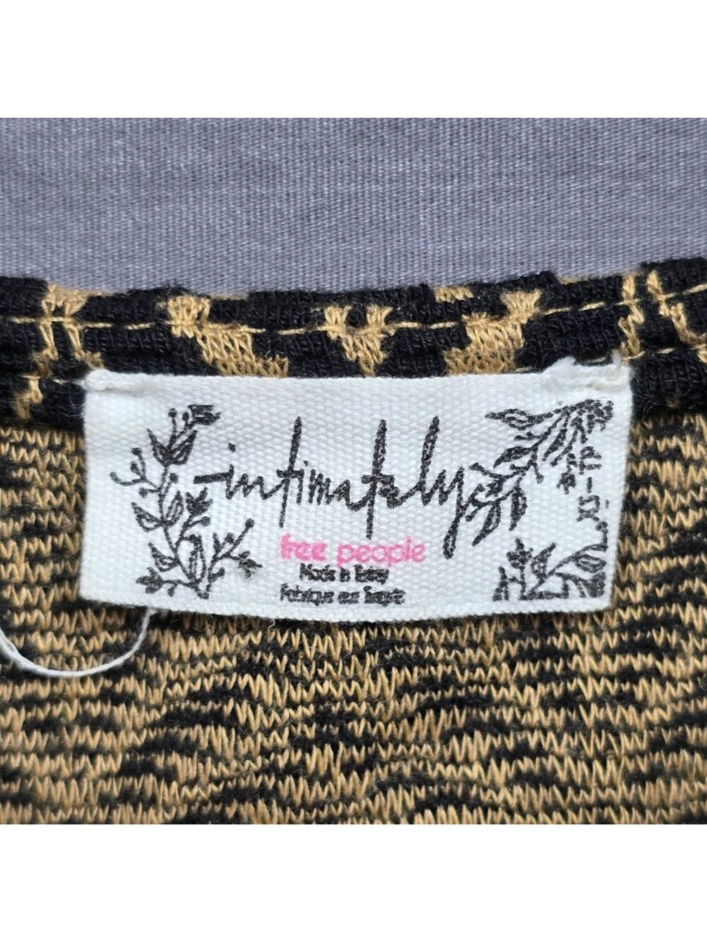 Free People XS Crop Top Black/Beige Pattern Knit Boho Sleeveless Tank Intimately - Picture 2 of 4